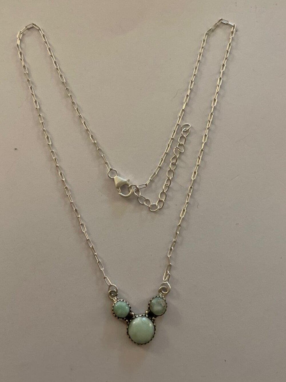 NEW Sterling Silver Turquoise Necklace Dainty Minimalist Lightweight Cute 17-19"